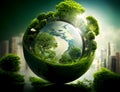 The green earth globe for future human sustainability. Generated AI Royalty Free Stock Photo