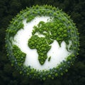 Green Earth Globe with Tree-shaped Continents and Forest Background Concept Royalty Free Stock Photo