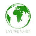 Green earth icon. Save the planet. Isolated on white.