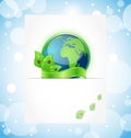 Green earth with leaves wrapped ribbon Royalty Free Stock Photo