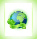 Green earth with leaves wrapped ribbon isolated Royalty Free Stock Photo