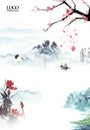 Chinese style, background material of Chinese ink landscape painting