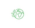 Green Earth Planet With Ecology World Logo Or Icon Design Royalty Free Stock Photo