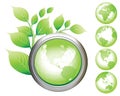 Green Earth Symbol glossy buttons. Royalty Free Stock Photo