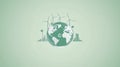 Green Energy and Sustainable Cityscape with Wind Turbines and Earth Globe Royalty Free Stock Photo