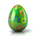 Green Easter egg with colorful cirles