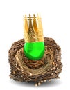 Green easter egg with golden crown decoration