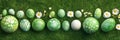Green Easter Egg Hunt on Lush Grass, Springtime Celebration with Painted Eggs and Daisies Royalty Free Stock Photo