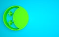 Green Eclipse of the sun icon isolated on blue background. Total sonar eclipse. Minimalism concept. 3D render Royalty Free Stock Photo