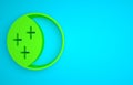 Green Eclipse of the sun icon isolated on blue background. Total sonar eclipse. Minimalism concept. 3D render Royalty Free Stock Photo