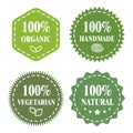 Green eco badges. Organic, handmade, vegetarian, natural