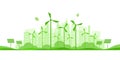 Green eco city background.Ecology and Environment conservation resource sustainable concept.Vector illustration