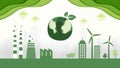 Green Eco City and Carbon Footprint concept.Environment and Ecology sustainable development concept. Vector Illustration Royalty Free Stock Photo