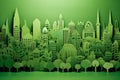 Green eco city. Sustainable city skyline