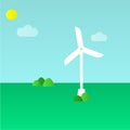Green eco concept - wind energy. Wind generator - vector illustration. Alternative power energy technology.