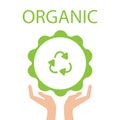 Green Eco Earth, Hand holding Recycle symbol. Vector Illustration.