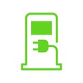 Green eco electric fuel pump icon, Charging point station for hybrid Royalty Free Stock Photo