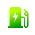 Green eco electric fuel pump icon, Charging point station for hybrid Royalty Free Stock Photo