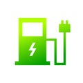 Green eco electric fuel pump icon, Charging point station for hybrid Royalty Free Stock Photo