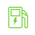 Green eco electric fuel pump icon, Charging point station for hybrid Royalty Free Stock Photo