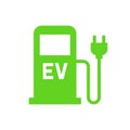 Green eco electric fuel pump icon, EV car charging point station for hybrid vehicle Royalty Free Stock Photo