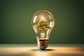 Green eco energy concept with tree inside of light bulb. 3D Rendering Royalty Free Stock Photo