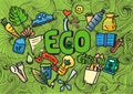 Green,eco,environment concept. Doodle cartoon art drawing design vector background Royalty Free Stock Photo