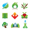 Green eco environment science creation for brighter future icon set Royalty Free Stock Photo