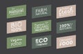 Green Eco Food Labels. Health Headings. Vector Illustration Collection