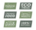 Green Eco Food Labels. Health Headings. Vector Illustration Collection Royalty Free Stock Photo