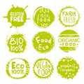 Green Eco Food Lables Set Royalty Free Stock Photo