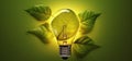 Green eco energy concept with light bulb and plant, 3D rendering Royalty Free Stock Photo