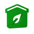 Green Eco friendly house icon isolated on transparent background. Eco house with leaf. Royalty Free Stock Photo