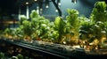 Green eco-friendly hydroponic farm for growing greens and plants Royalty Free Stock Photo