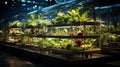 Green eco-friendly hydroponic farm for growing greens and plants Royalty Free Stock Photo