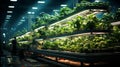 Green eco-friendly hydroponic farm for growing greens and plants Royalty Free Stock Photo