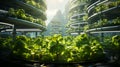 Green eco-friendly hydroponic farm for growing greens and plants in artificial Royalty Free Stock Photo