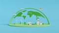 Green eco friendly world.Green Energy, Ecology and Environment Concept.3D rendering illustration Royalty Free Stock Photo