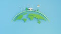 Green eco friendly world.Green Energy, Ecology and Environment Concept.3D rendering illustration Royalty Free Stock Photo