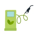 Green eco fuel. Petrol station sign. Green fuel pump with leaf. Environmental protection concept Royalty Free Stock Photo