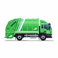 Green Eco Garbage Truck Illustration on White Background Royalty Free Stock Photo