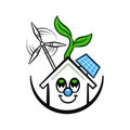 Green eco house funny cartoon clean energy concept Royalty Free Stock Photo