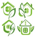 Set of green eco house icon Royalty Free Stock Photo