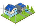 Green Eco House Isometric View. Vector