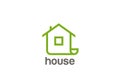 Green Eco House Logo abstract vector Linear. Real Royalty Free Stock Photo