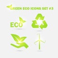 Green eco icons set. Vector illustration Royalty Free Stock Photo