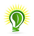 Green eco light bulb leaf vector logo Royalty Free Stock Photo