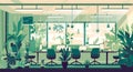 Green eco office. Office interior with lots of green plants, no people Royalty Free Stock Photo