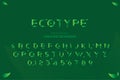 Green Eco original bold font alphabet letters and numbers for creative design template for logo. Flat illustration EPS10 Royalty Free Stock Photo