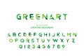 Green Eco original bold font alphabet letters and numbers for creative design template for logo. Flat illustration EPS10 Royalty Free Stock Photo